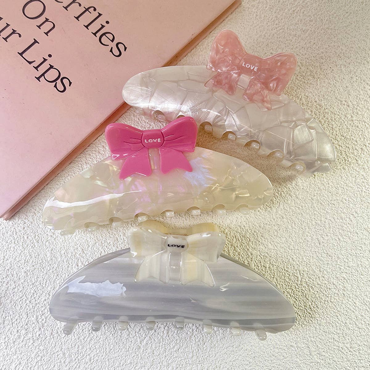 Colorblock Bow Acetate Hair Claw, Sweet Chic Clip_CWAHA1341