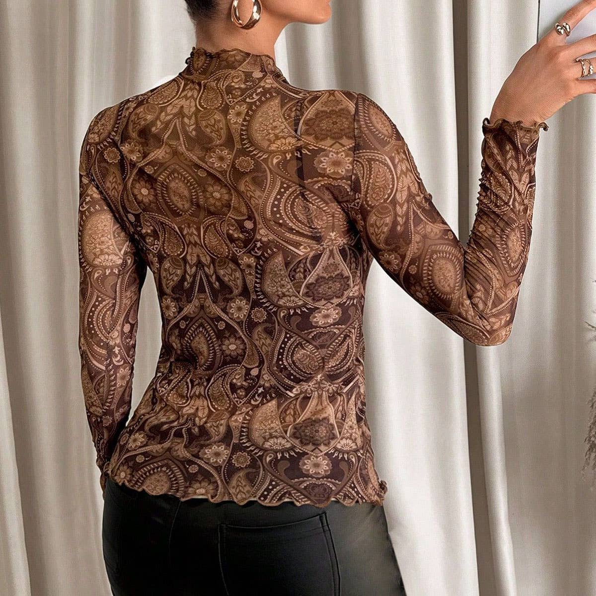 SEXY LEOPARD PRINT MESH FITTED T-SHIRT