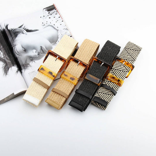 CWABE1179_RETRO CASUAL STRIPED LINEN SIMPLE WAIST BELT