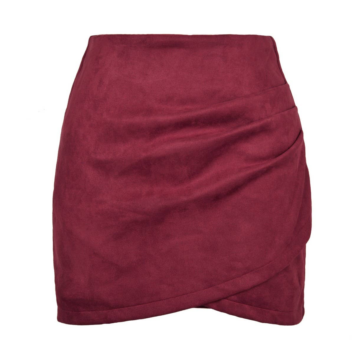 SUEDE SOLID COLOR HIP SKIRT ZIPPER SKIRT_CWAB4799