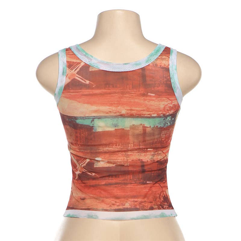 Fashion Sexy Slim Fit Crop Top with Print