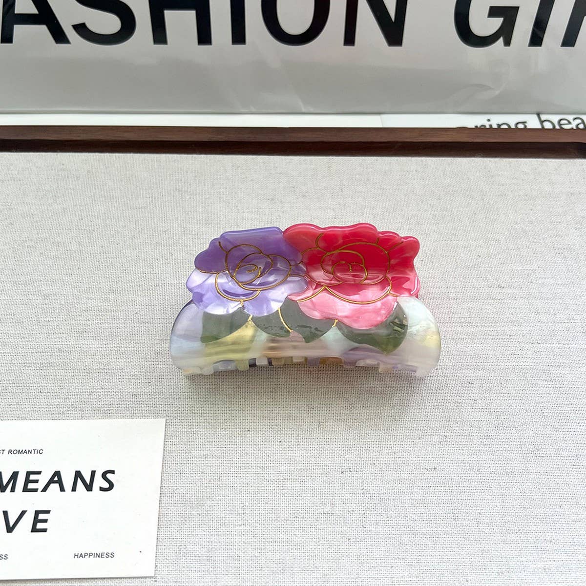 Vintage Two-Flower Acetate Clip ? Elegant Style