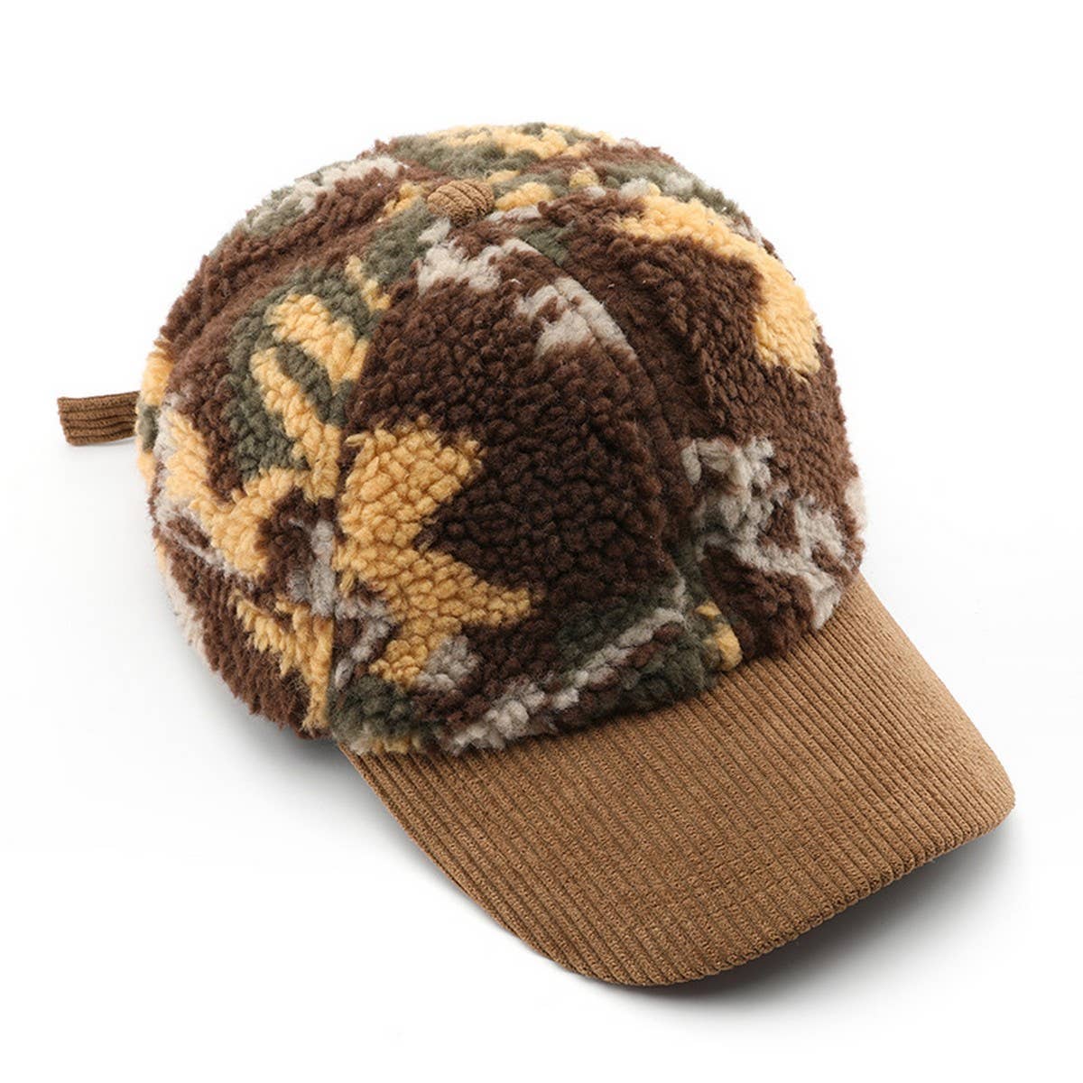 Winter Colorblock Fleece Camo Baseball Cap_CWAH2171