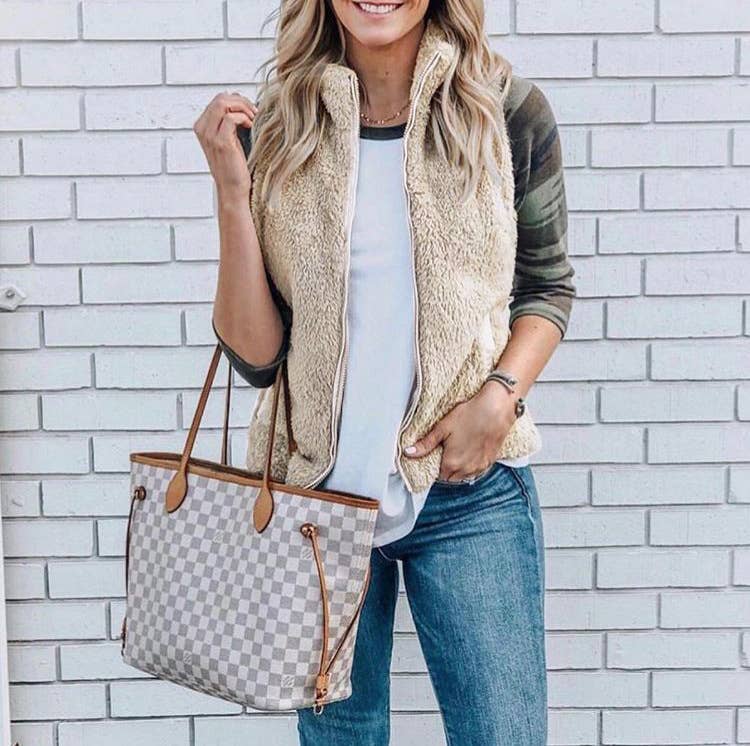 SOLID COLOR FLEECE VEST CARDIGAN ZIPPER COAT