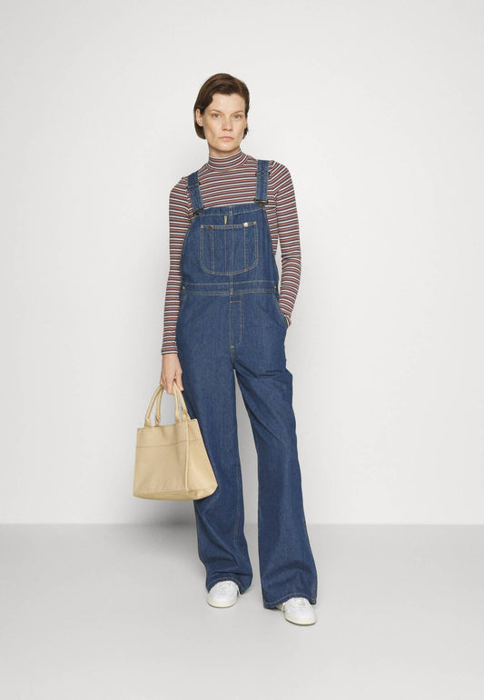 FASHION LOOSE SOLID COLOR DENIM OVERALLS WOMEN