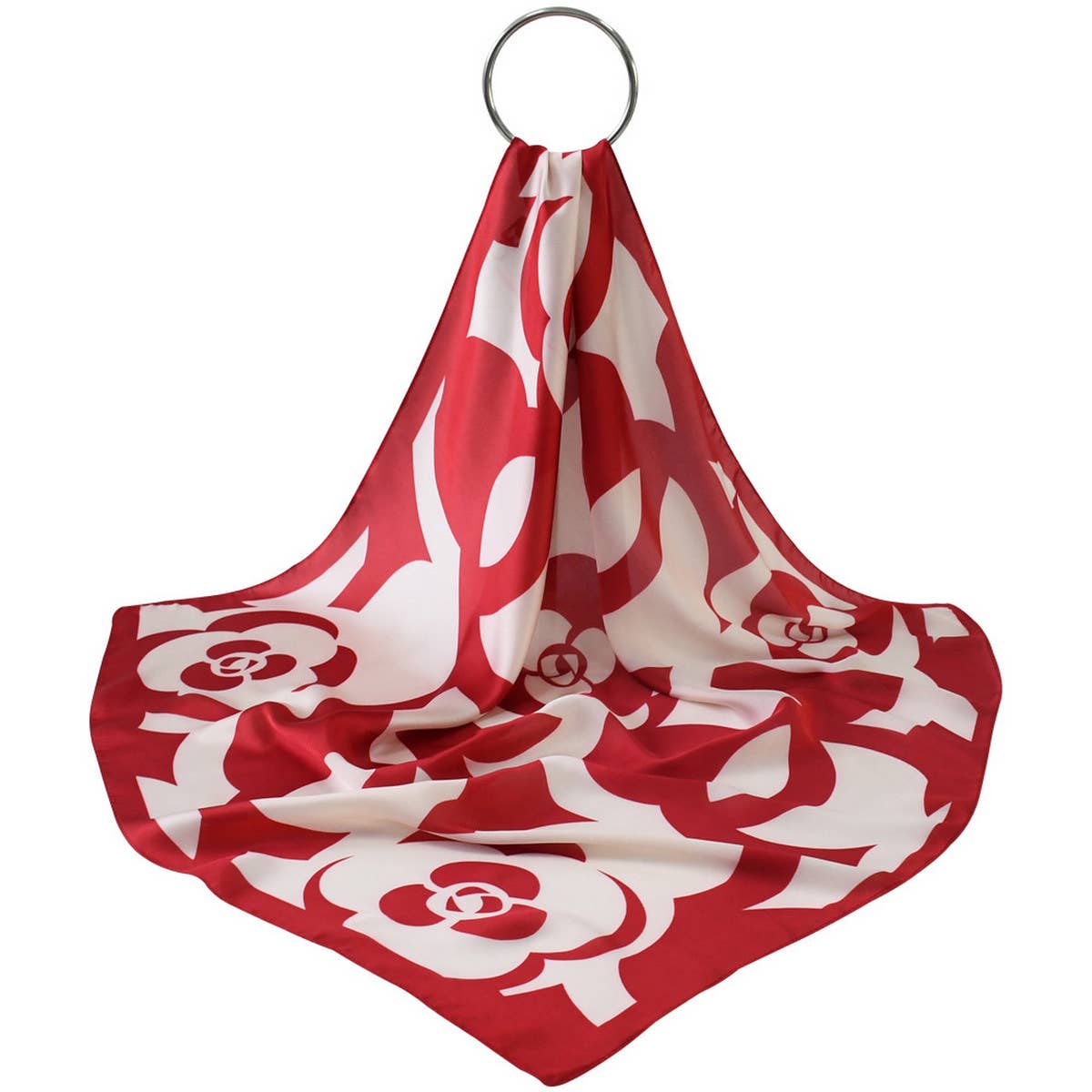 Floral Satin Scarf for Commuting & Sun Protection