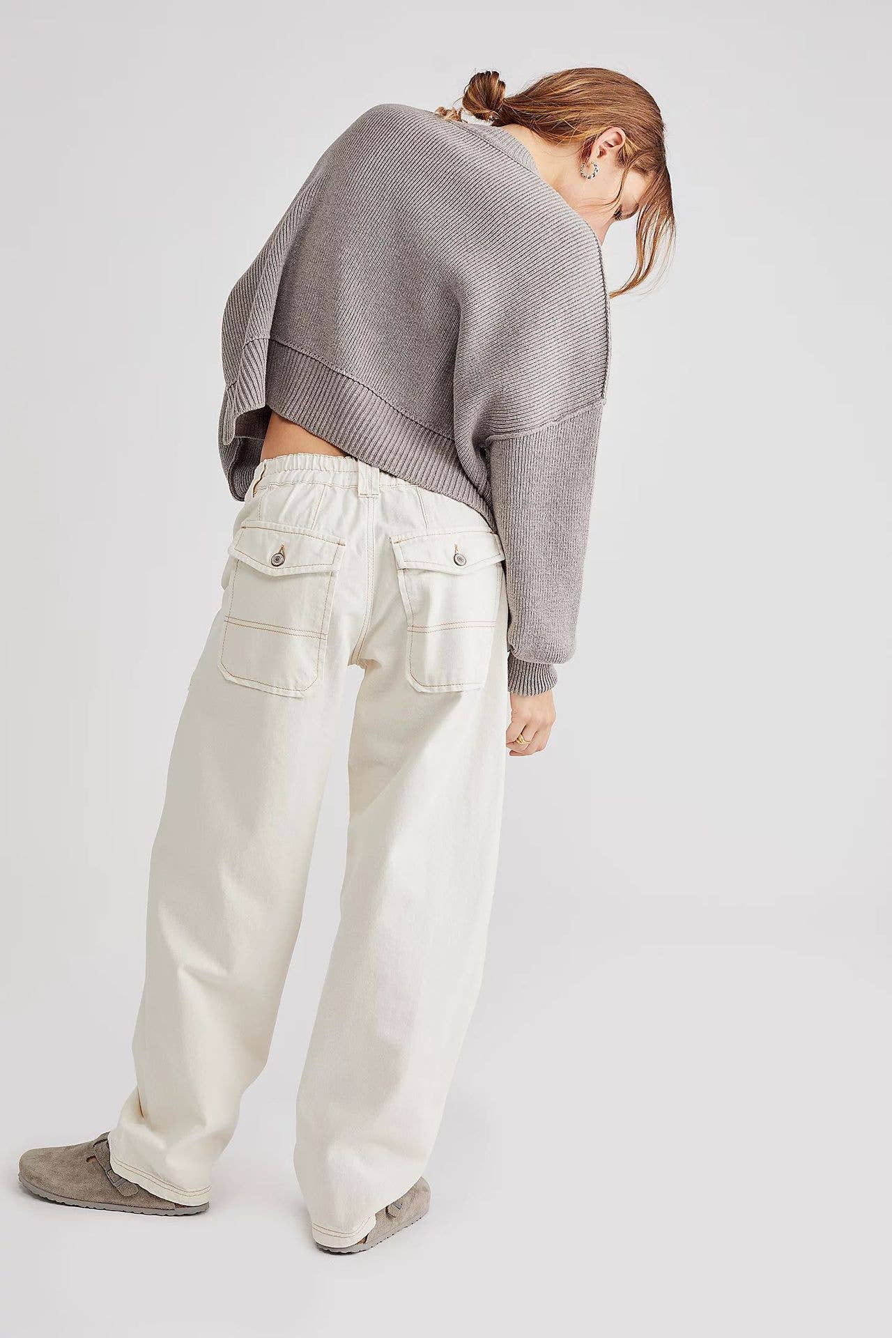 WASHED HEAVY DUTY WAIST STRAIGHT LEG POCKET JEANS