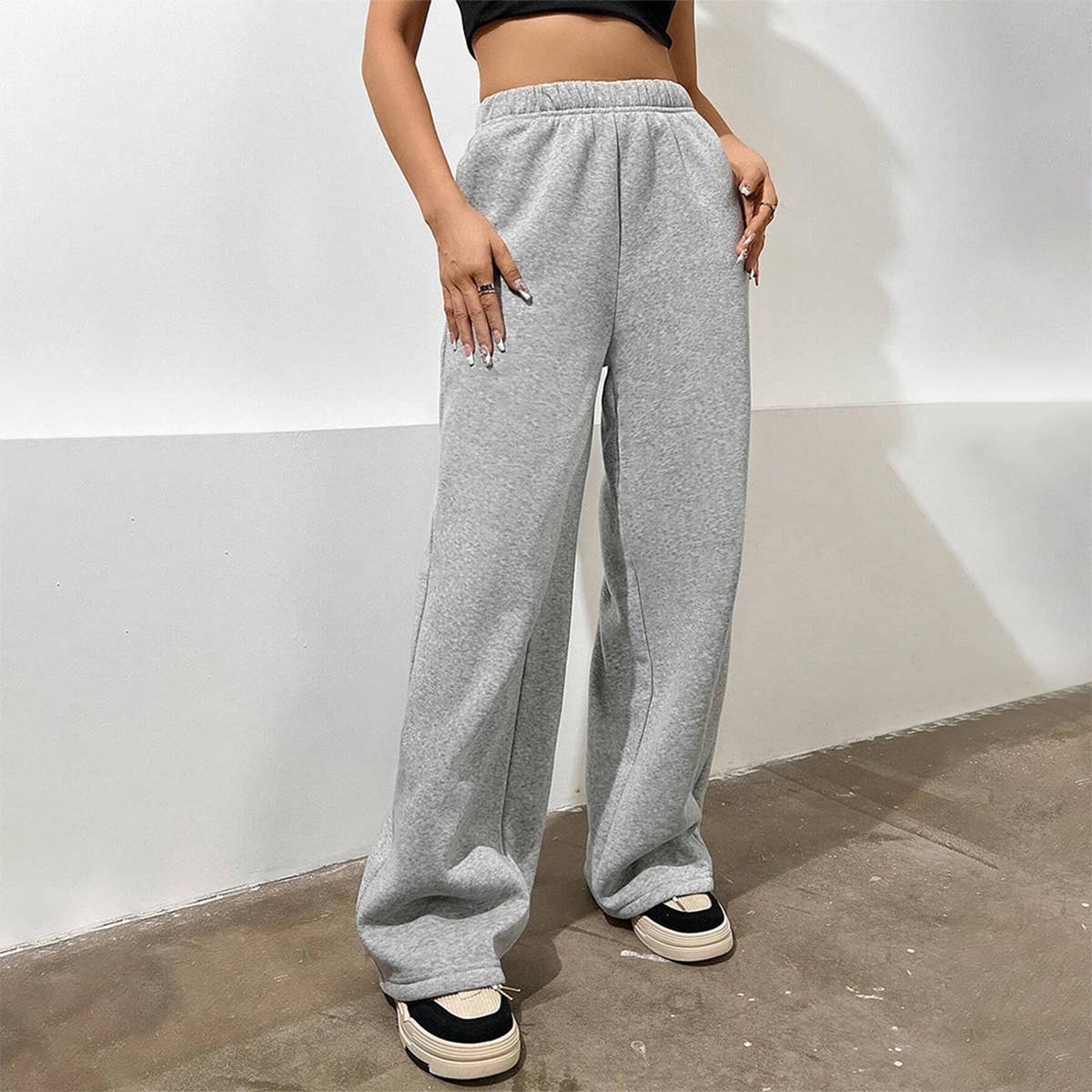 SIMPLE HIGH-WAISTED BAGGY SLIMMING CASUAL PANTS