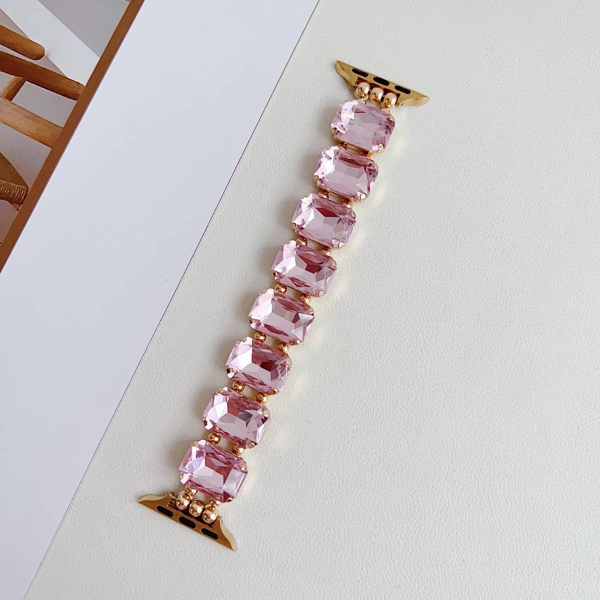 APPLE WATCH 9 RHINESTONE WHITE STONE ELASTIC STRAP_CWASC1561