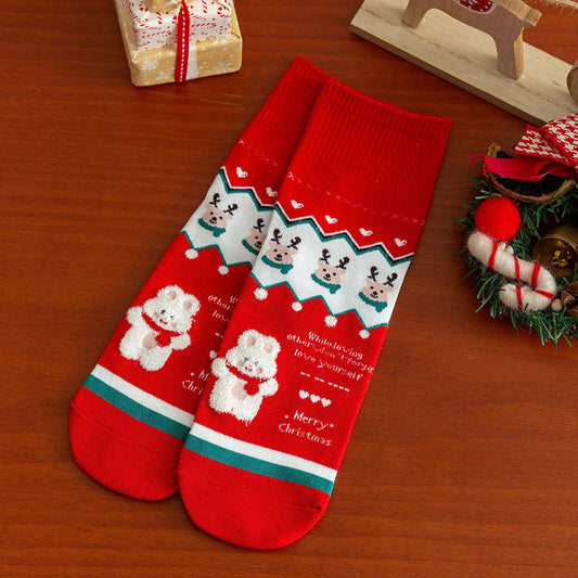 Christmas Gifts Santa Claus Elk Pattern Crew Socks