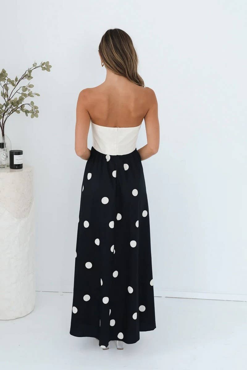 CWDHL1028_WOMEN'S SEXY A-LINE DRESS WITH CHEST WRAP