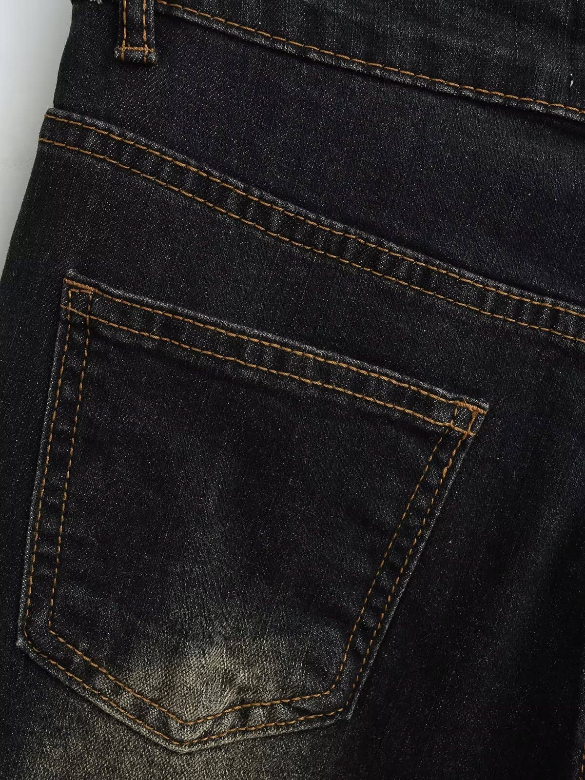 Distressed washed design American retro jeans