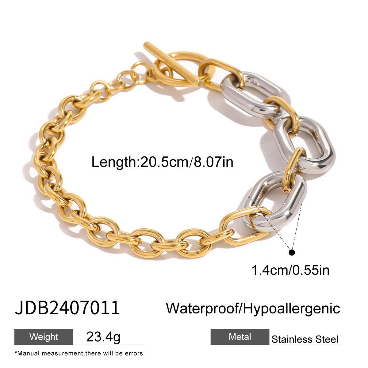 Titanium Steel Cuban Link Chain Bracelet