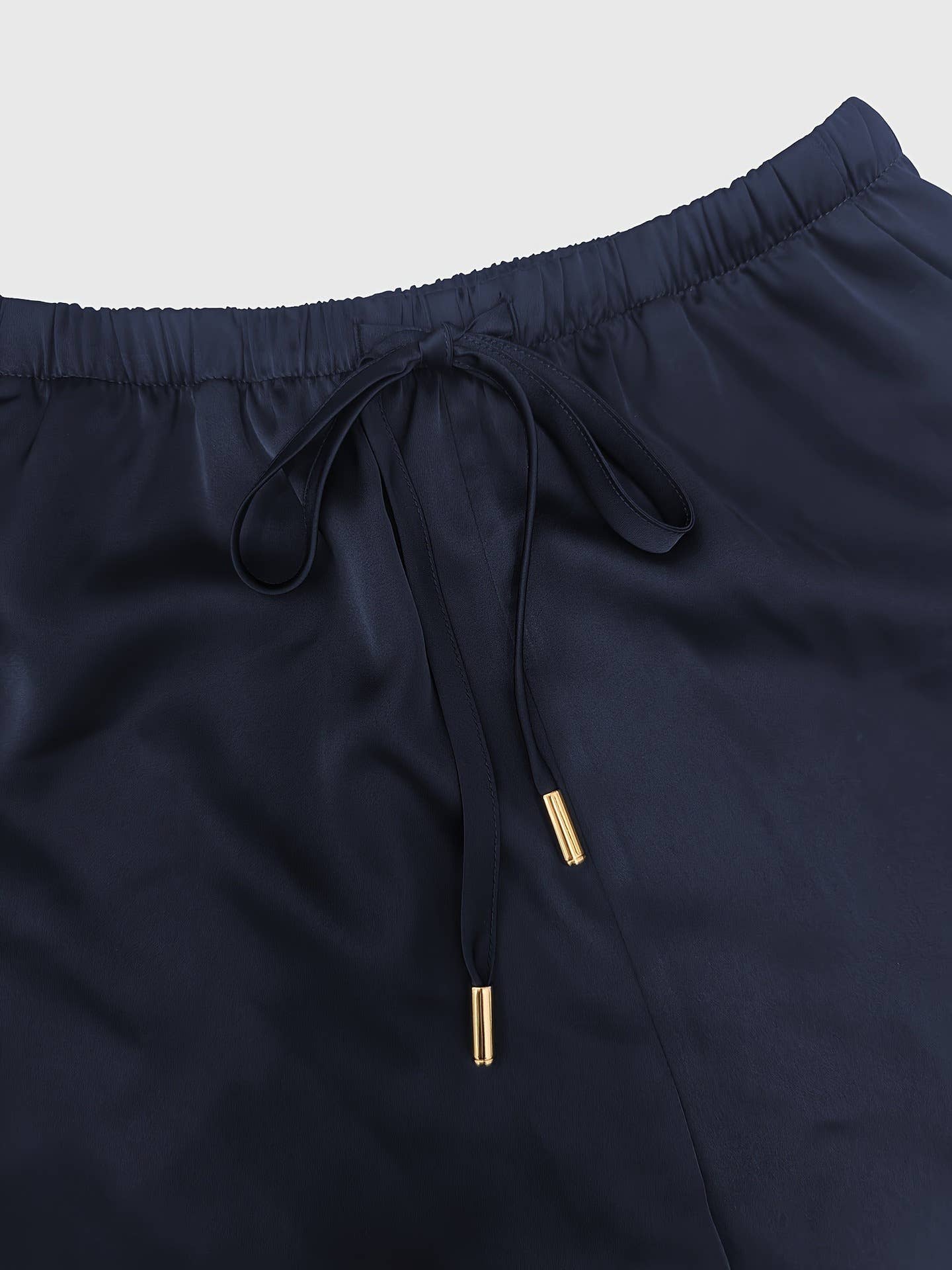 Two-piece loose top drawstring wide-leg pants