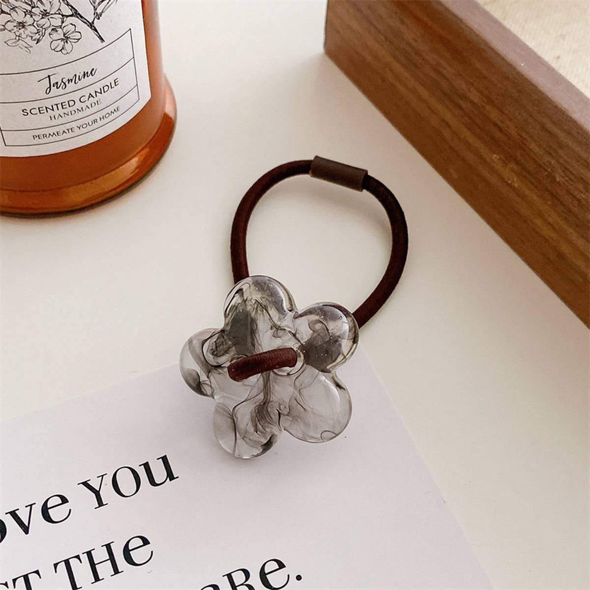 6PCS/SET ACRYLIC BEAR FLOWER BOW HAIR TIES_CWAHA0337