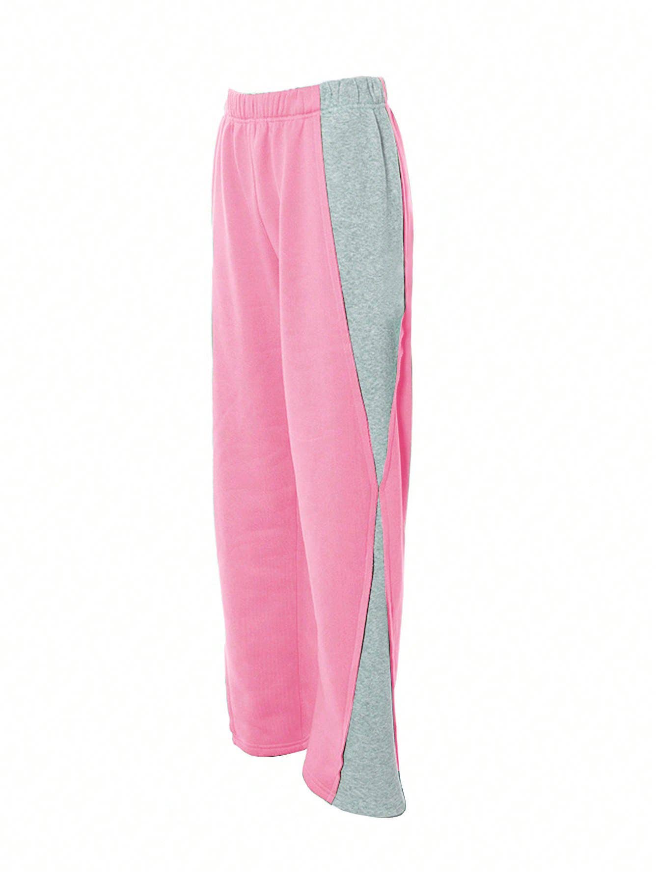 ELASTIC-WAISTED COLOR-MATCHED WIDE-LEG PANTS