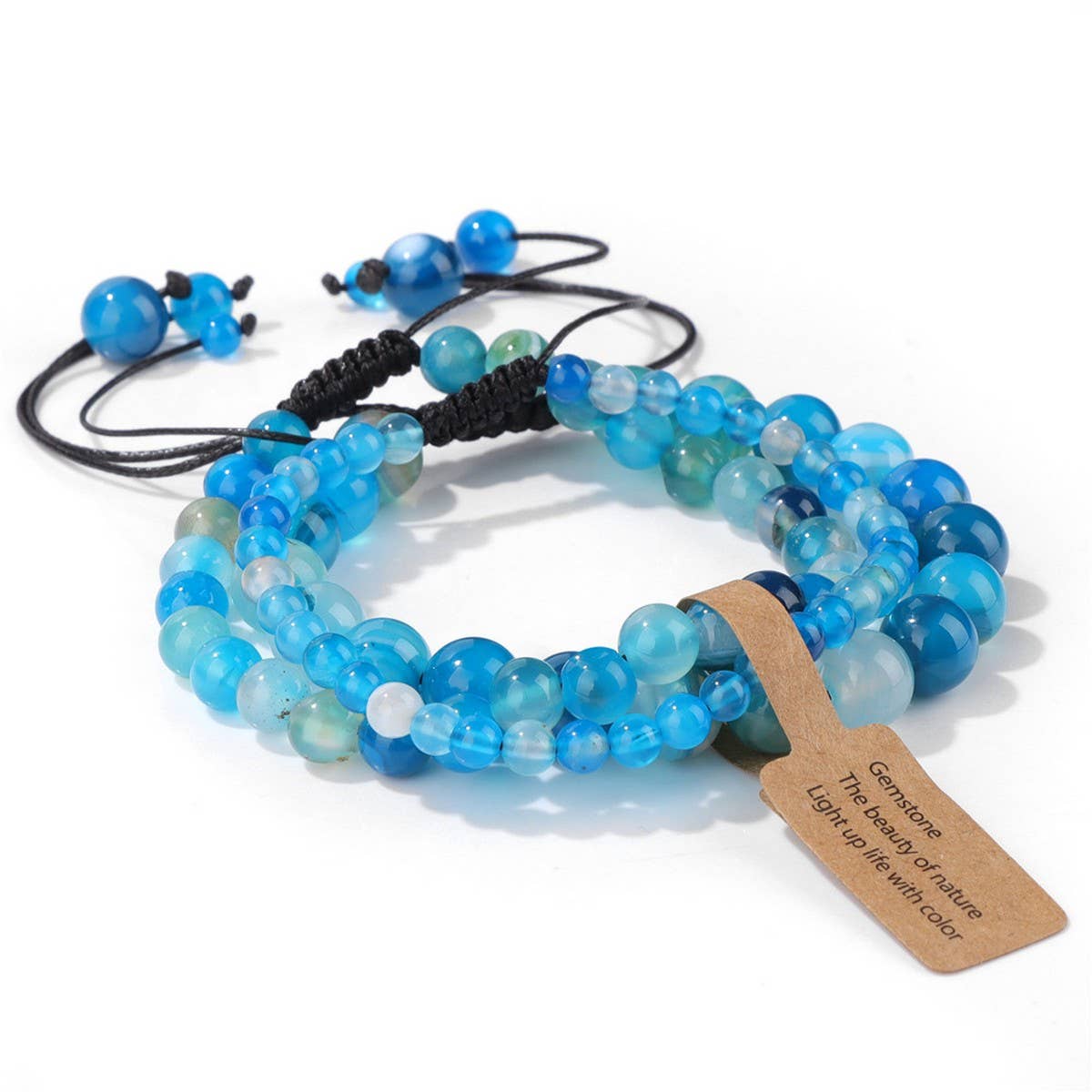CWAJE4234_NATURAL STONE BEADS BRAIDED THREE-PIECE BRACELET