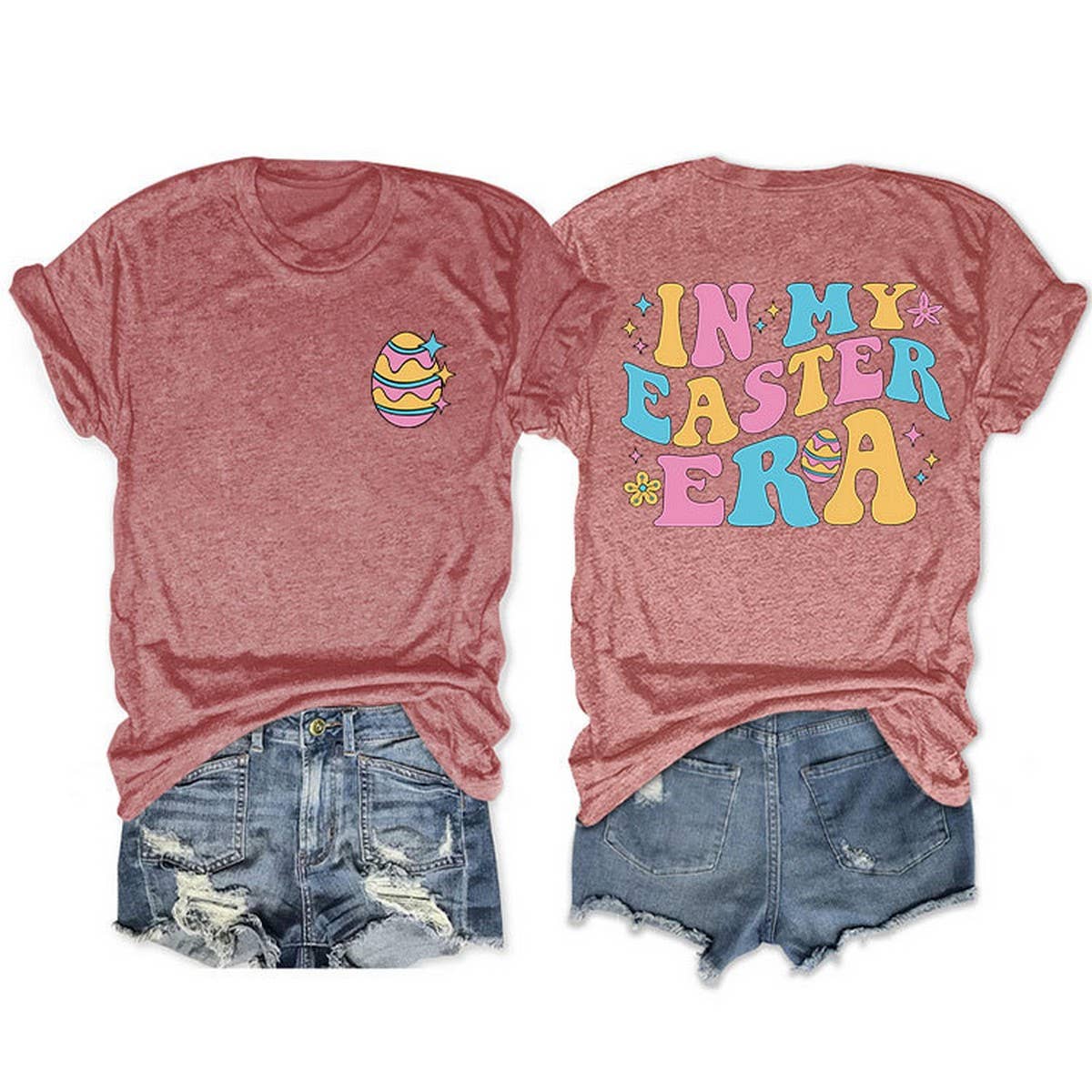 EASTER TREND DOUBLE SIDED LETTER PRINTED TEES_CWTTS0869
