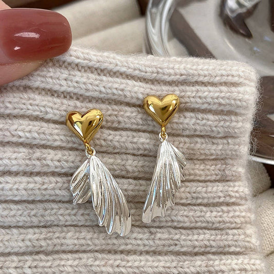 NEW ASYMMETRICAL WING HEART EARRINGS FOR WOMEN