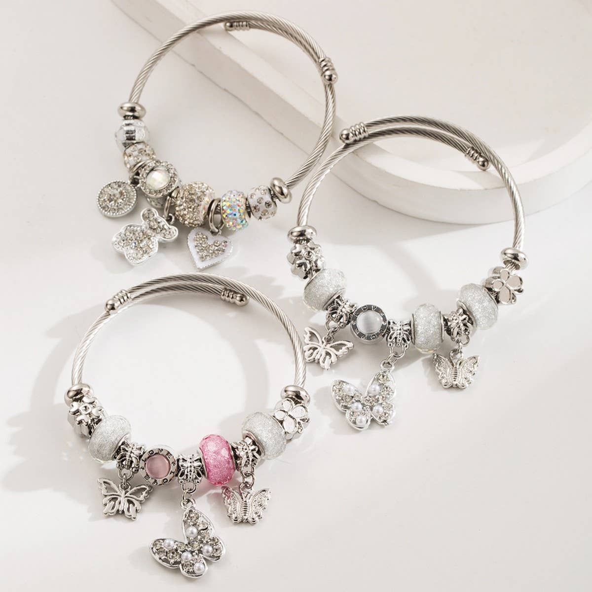 Stainless Steel Bear Charm Bracelet for Women_CWMM8470