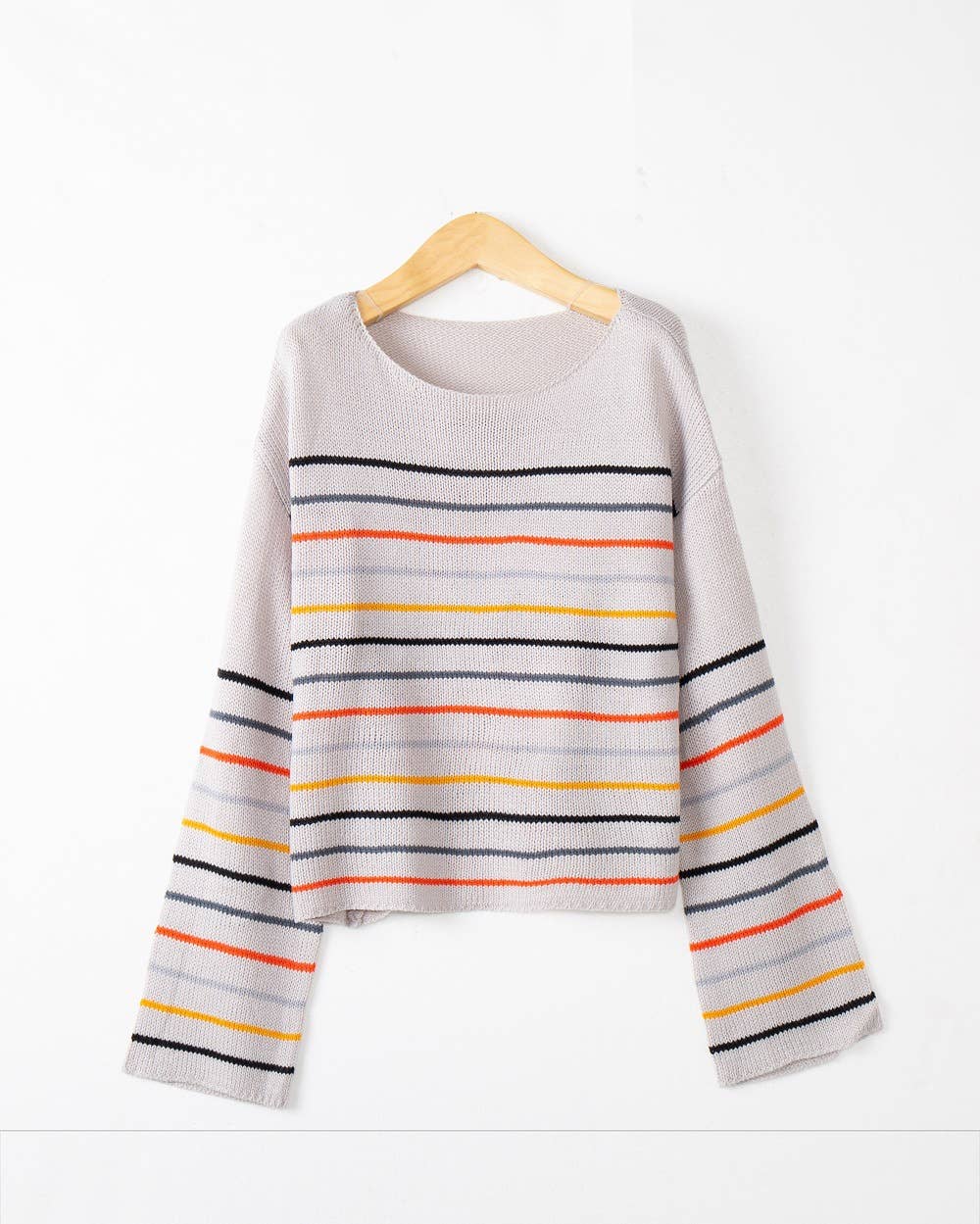 FASHION CASUAL STRIPED MATCHING COLOR SWEATER