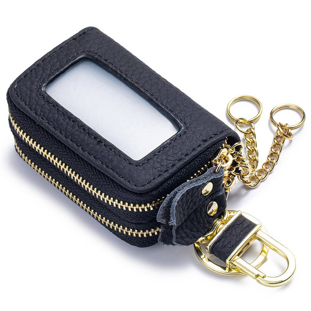 Women¡¯s Leather Key Pouch ? Double Zipper Bag_CUAB00385