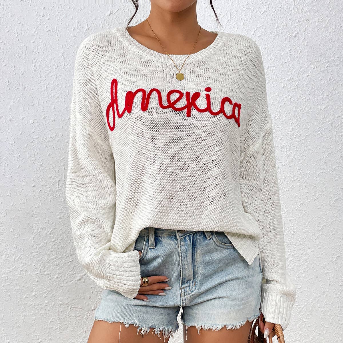 INDEPENDENCE DAY ALPHABET SWEATER WITH EVERYTHING