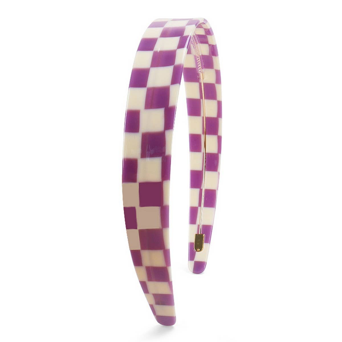 COLORFUL CHECKERED WIDE-BRIMMED HEADBAND HAIRPIN