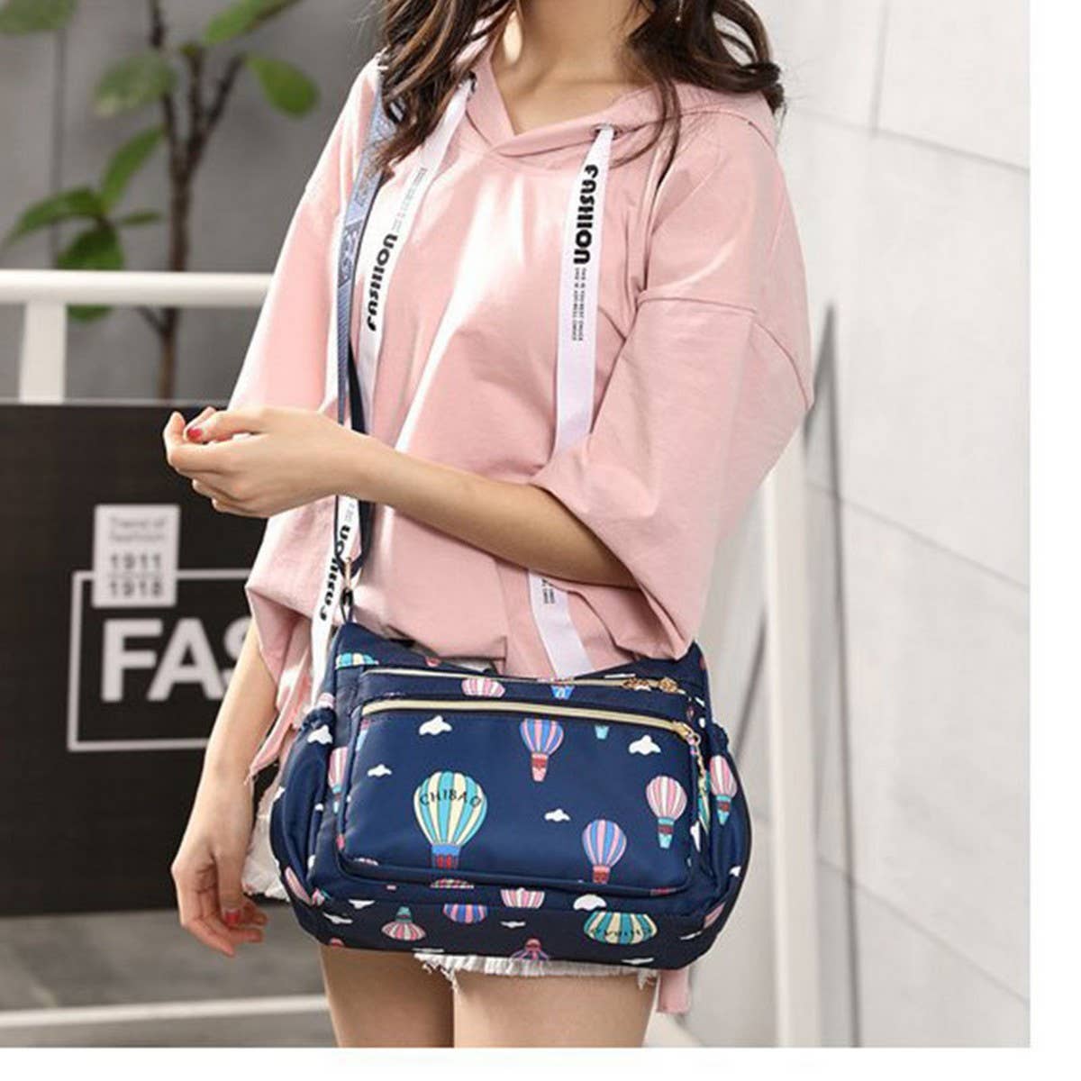 MULTILAYER PRINTED BACKPACK SHOULDER CROSSBODY BAG