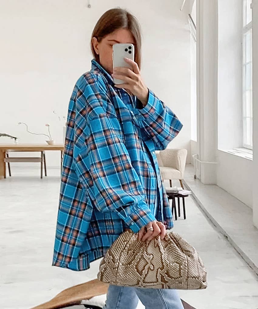 Vintage checkered long sleeve shirt jacket