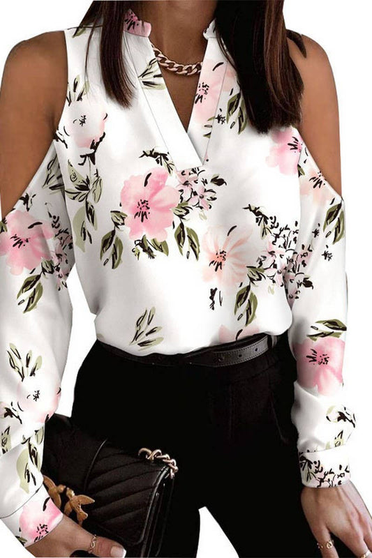 Cwttl2060_Off-The-Shoulder Long-Sleeved Printed Shirt