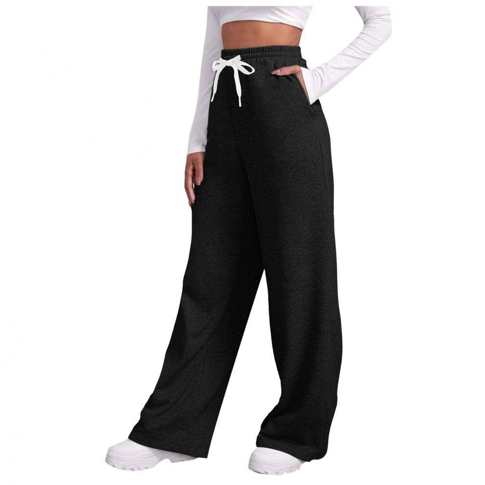 Side pocket straight-leg thickened sweatpants