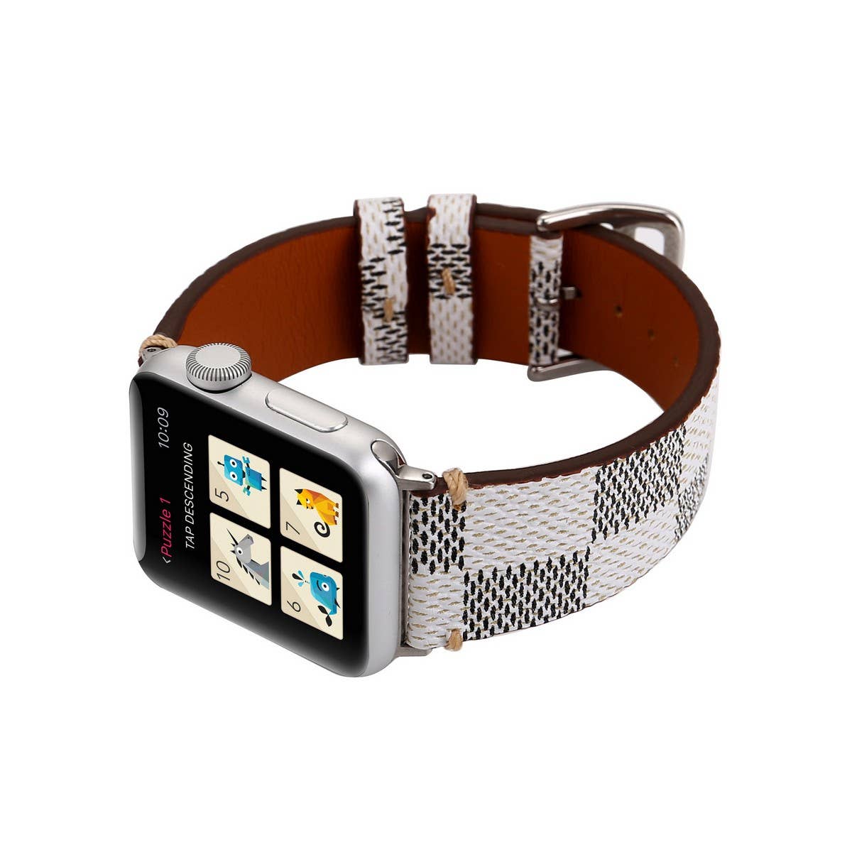 APPLE WATCH9 STYLISH PLAID LEATHER STRAP_CWASC1579
