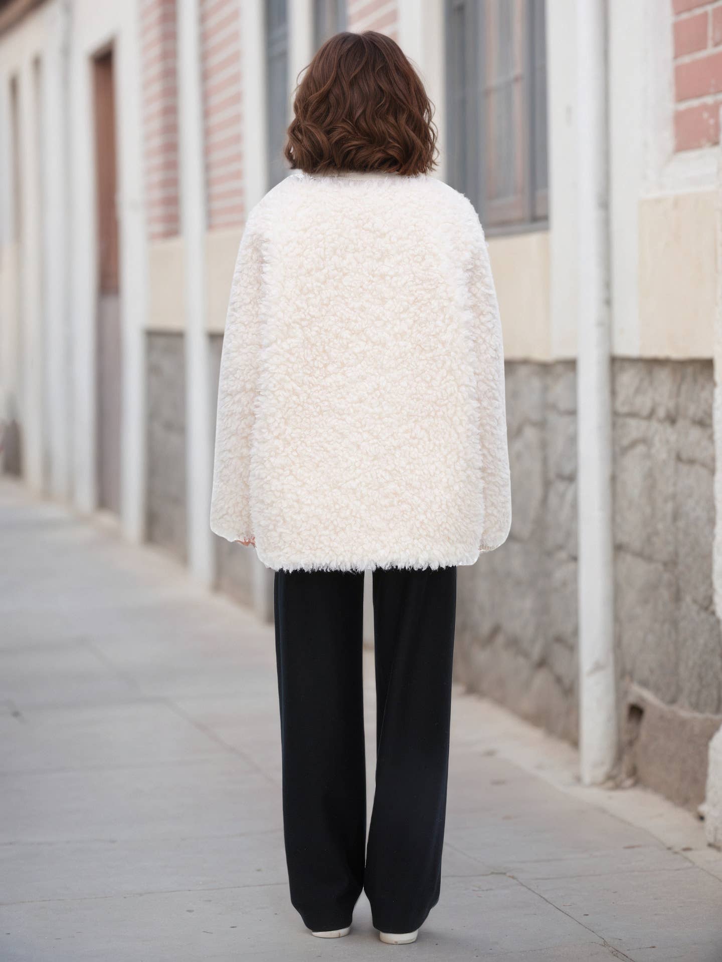 Lamb wool and velvet thickened coat