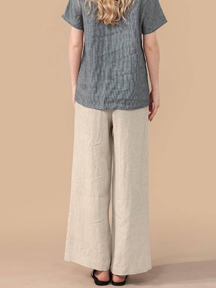 High-end and versatile linen straight-leg pants