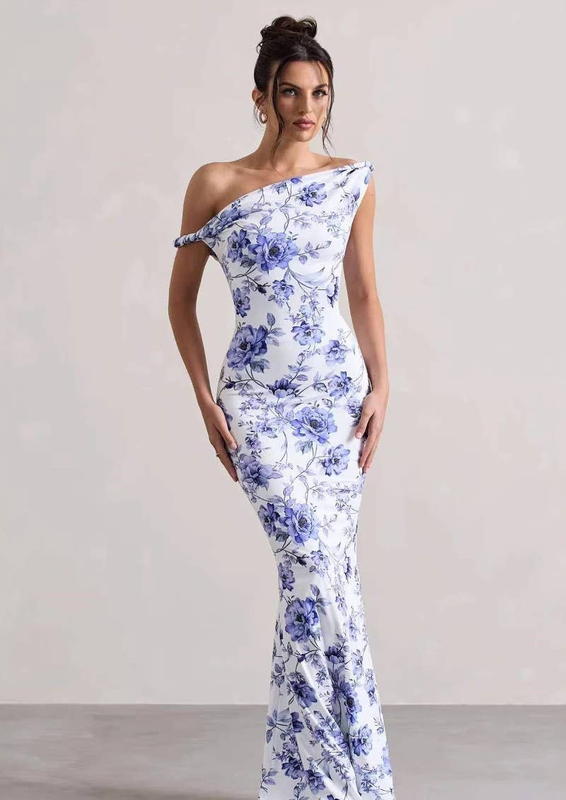 CWDMD01078_FLORAL BODYCON ELEGANT COCKTAIL LONG DRESS