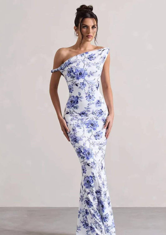 CWDMD01078_FLORAL BODYCON ELEGANT COCKTAIL LONG DRESS