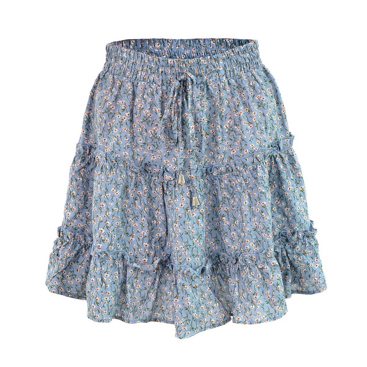 WOMEN'S HIGH WAIST RUFFLED FLORAL SKIRT_CWAB4791