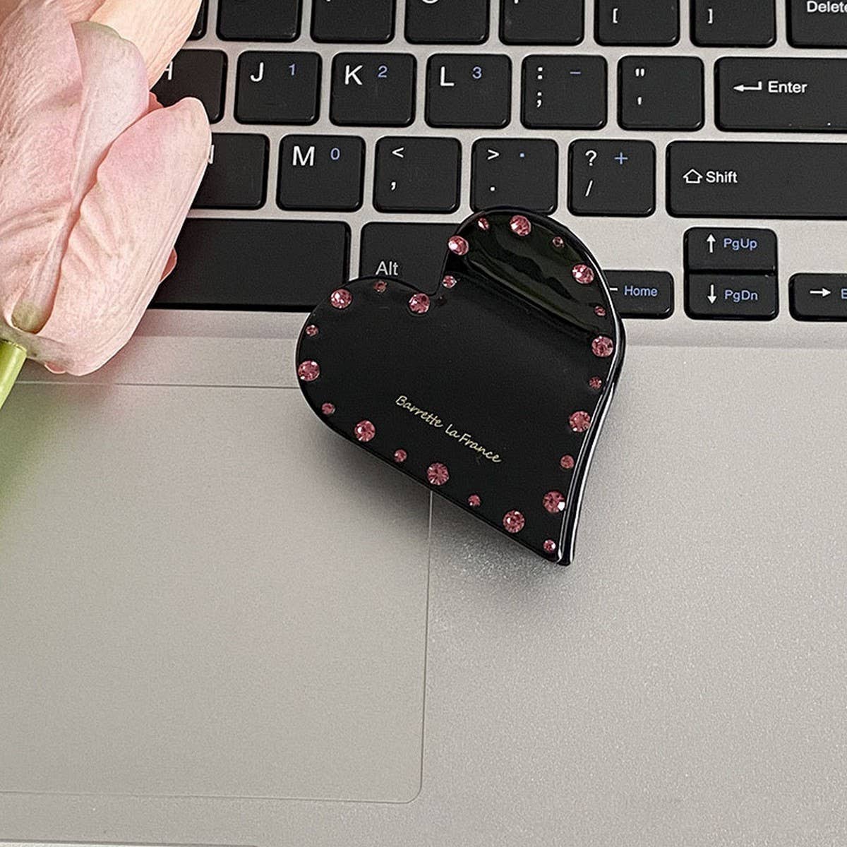 Crystal Heart Acetate Hair Claw ? Lux Chic Style