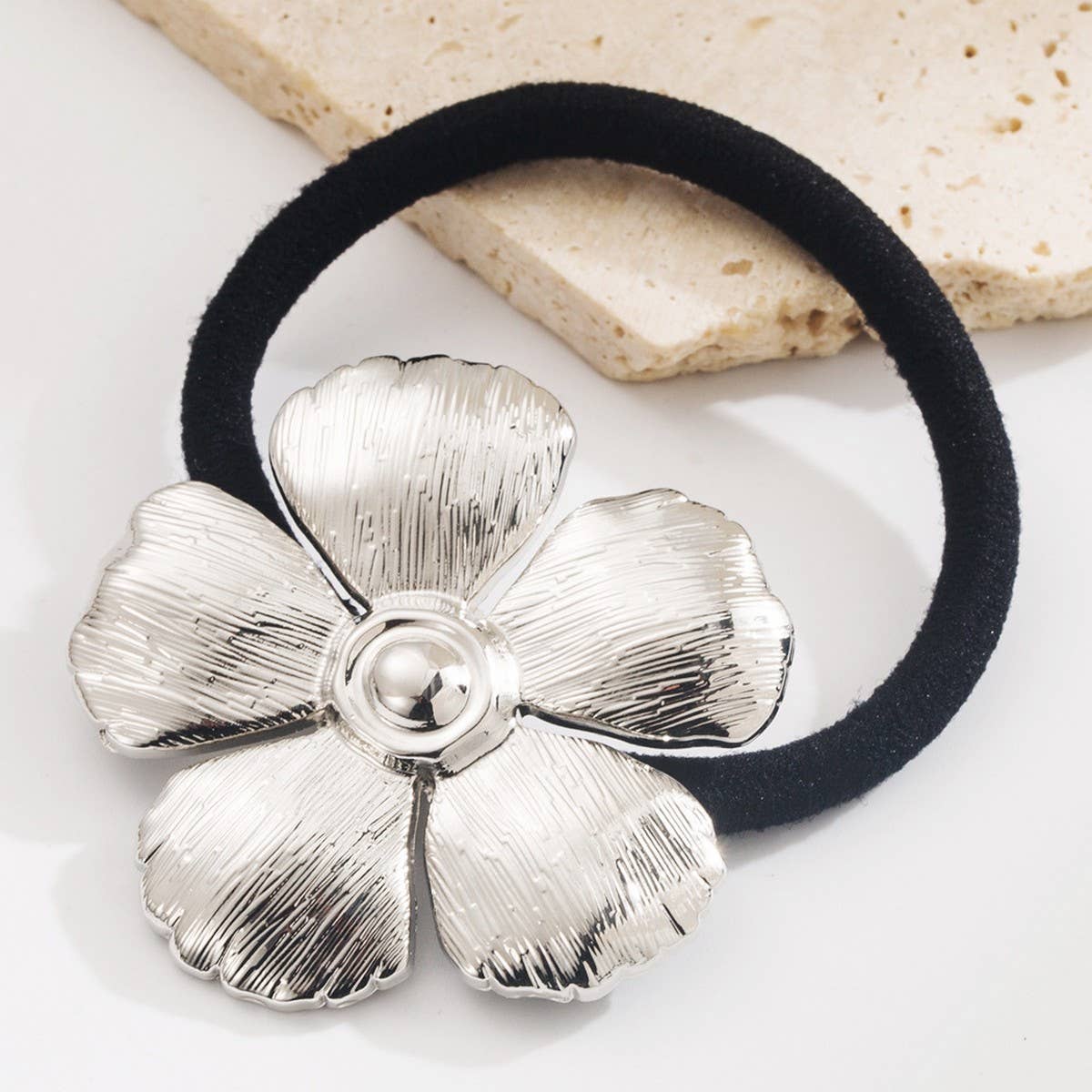 Minimalist Geometric Metal Flower Hair Tie