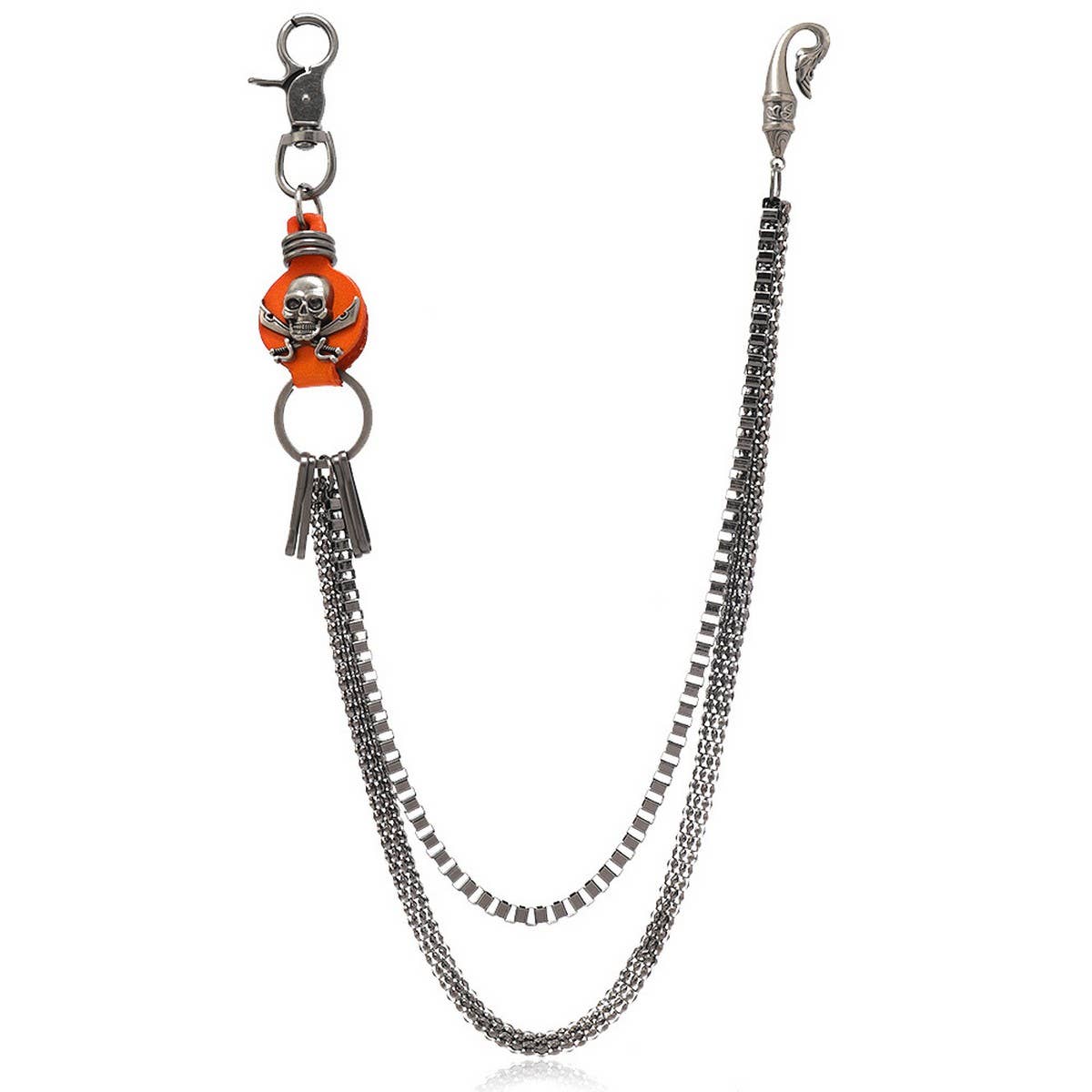 HIP-HOP DISCO SKULL LEATHER PANTS CHAIN