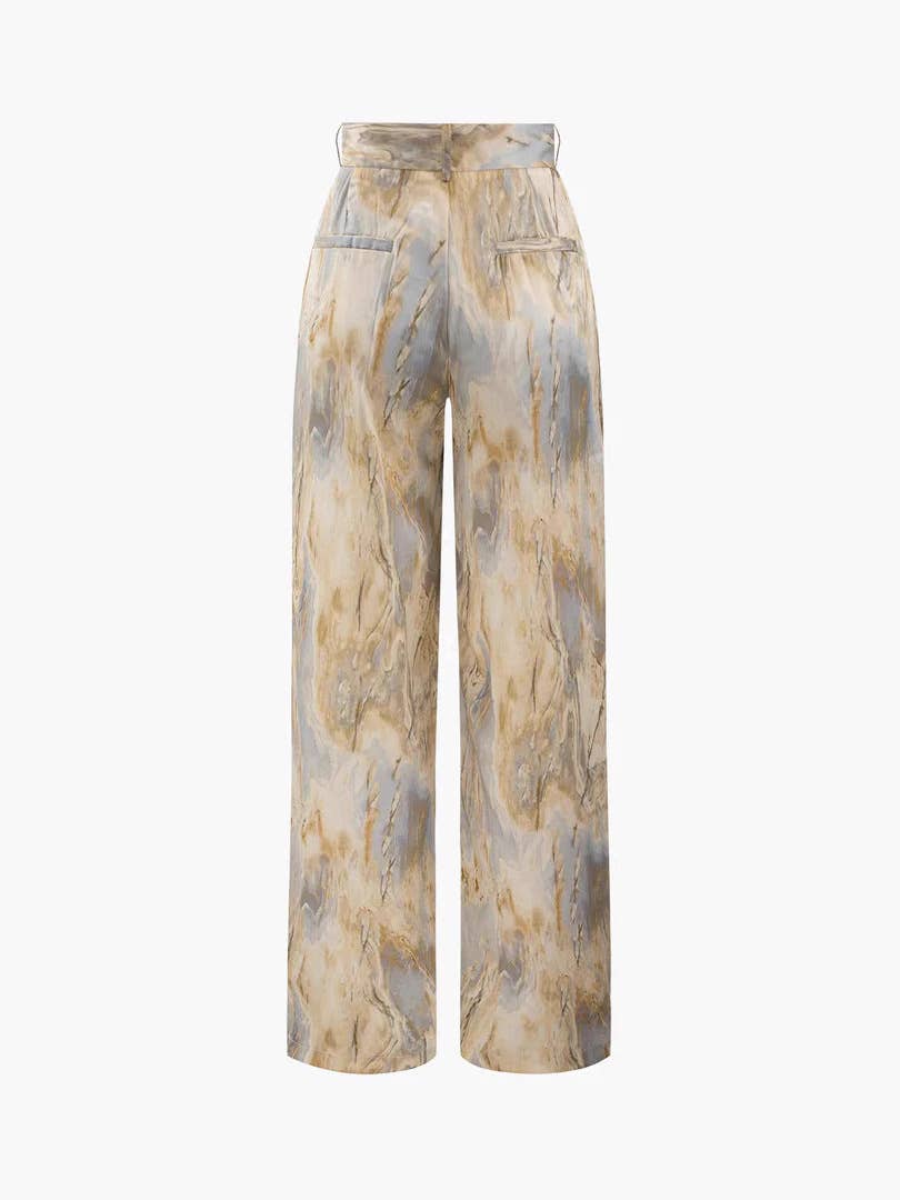 Retro printed wide-leg straight-leg pants