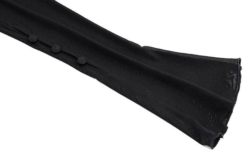 See-through mesh fitted long-sleeved top