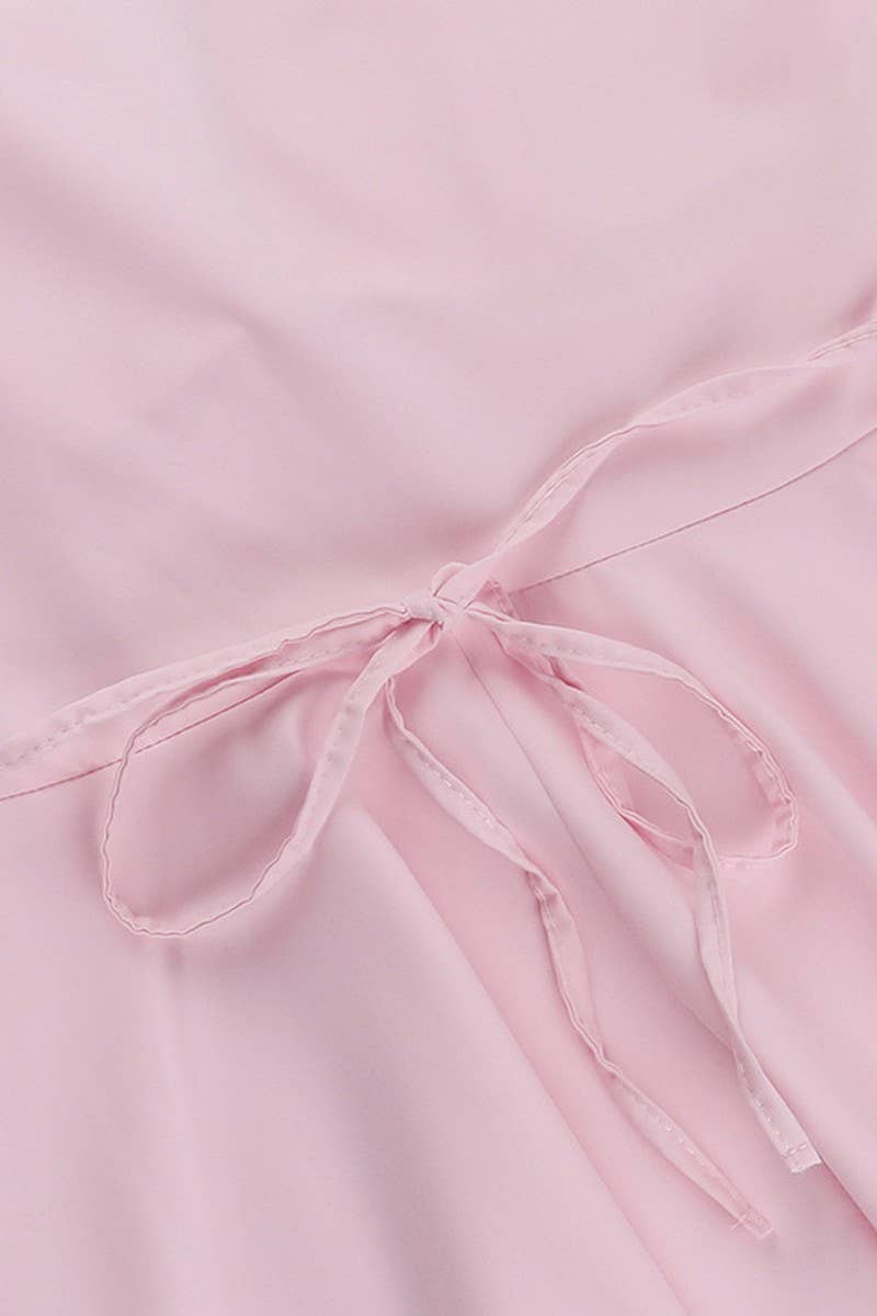 CWDSD6732_TEMPERAMENT PUFF SLEEVE WAIST V-NECK SEXY DRESS