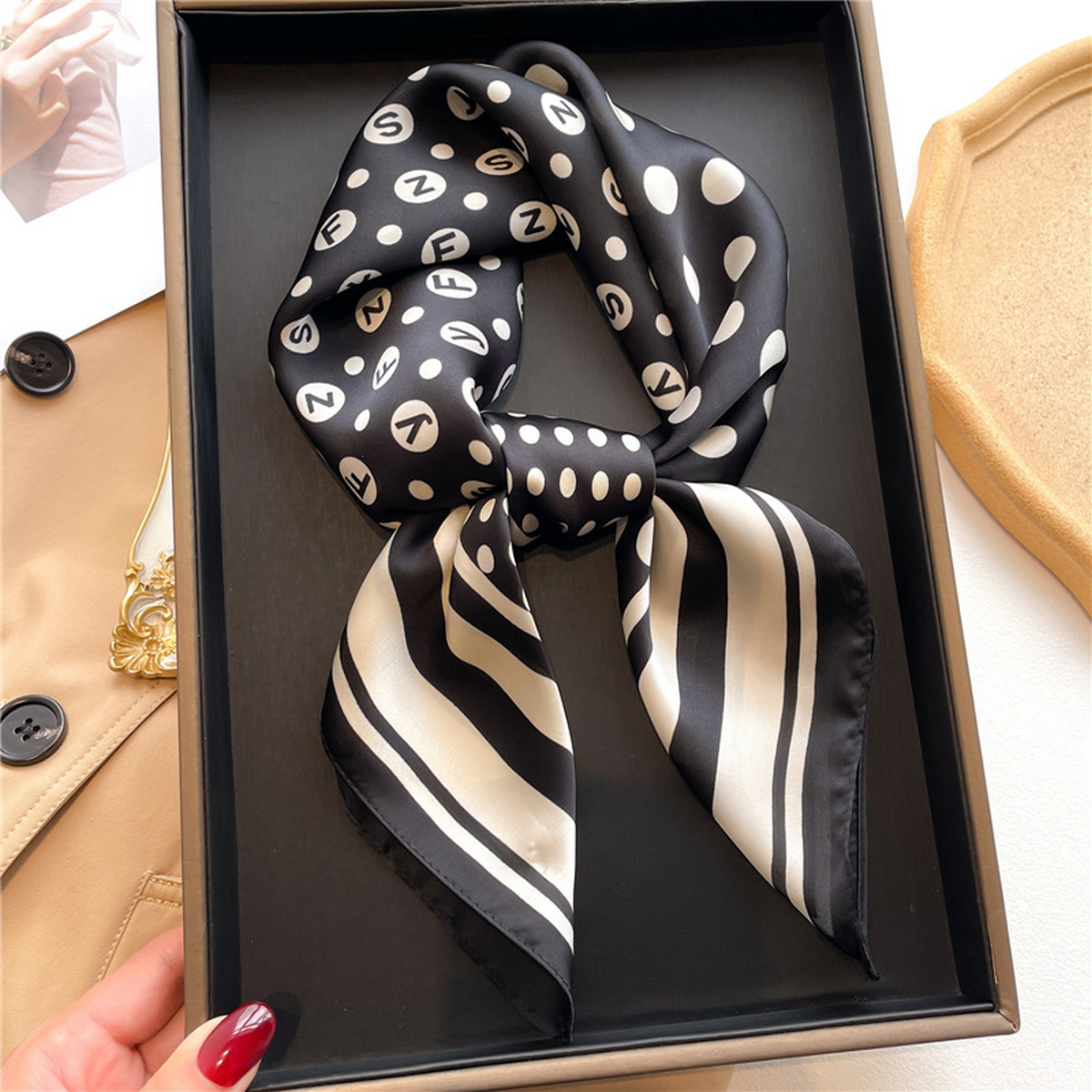 Lily Print Satin Square Scarf for Summer Sun