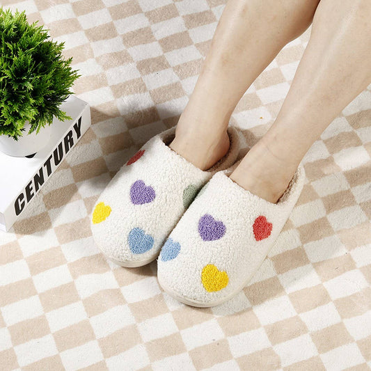 COLORFUL HEART-SHAPED WARM COTTON SLIPPERS
