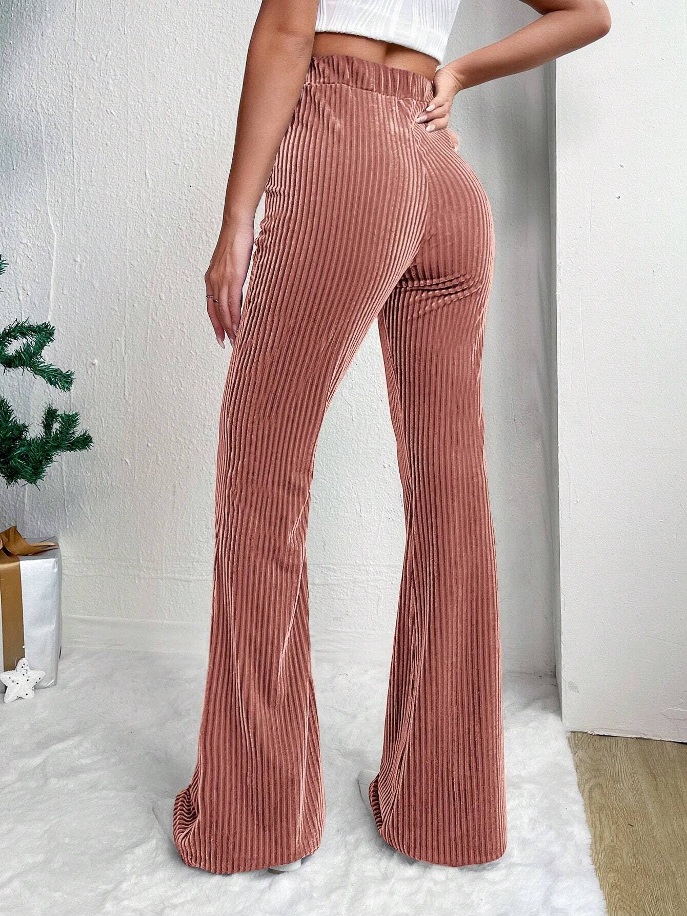 HIGH-WAISTED CORDUROY BELL BOTTOMS WIDE-LEG PANTS