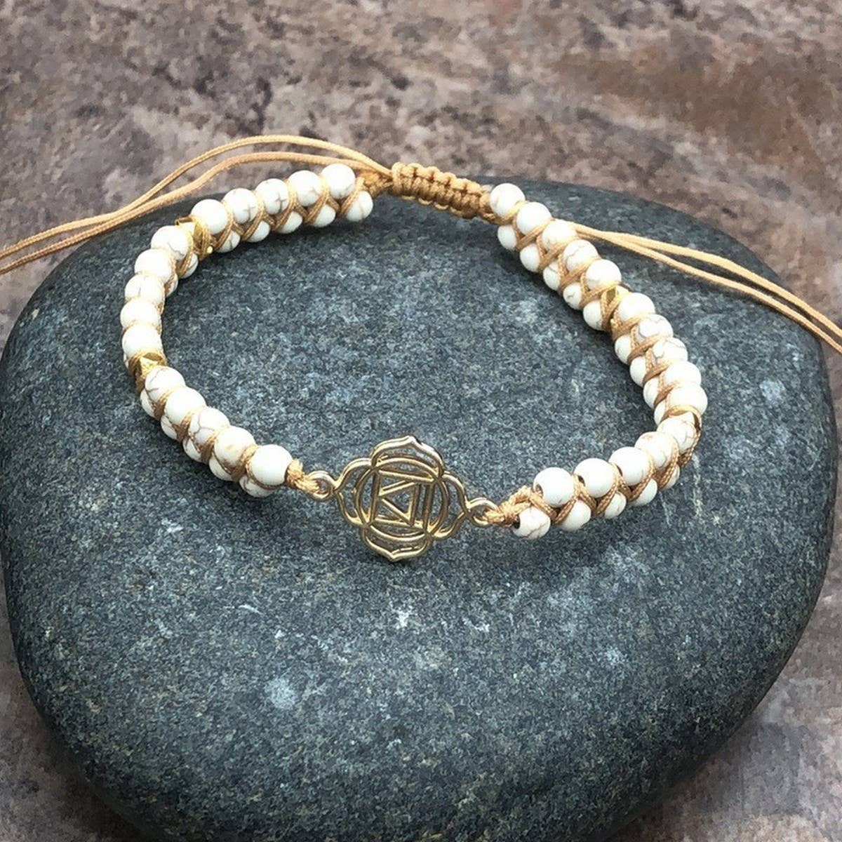 GOLD TONE REIKI SYMBOL YOGA BRAIDED BRACELET
