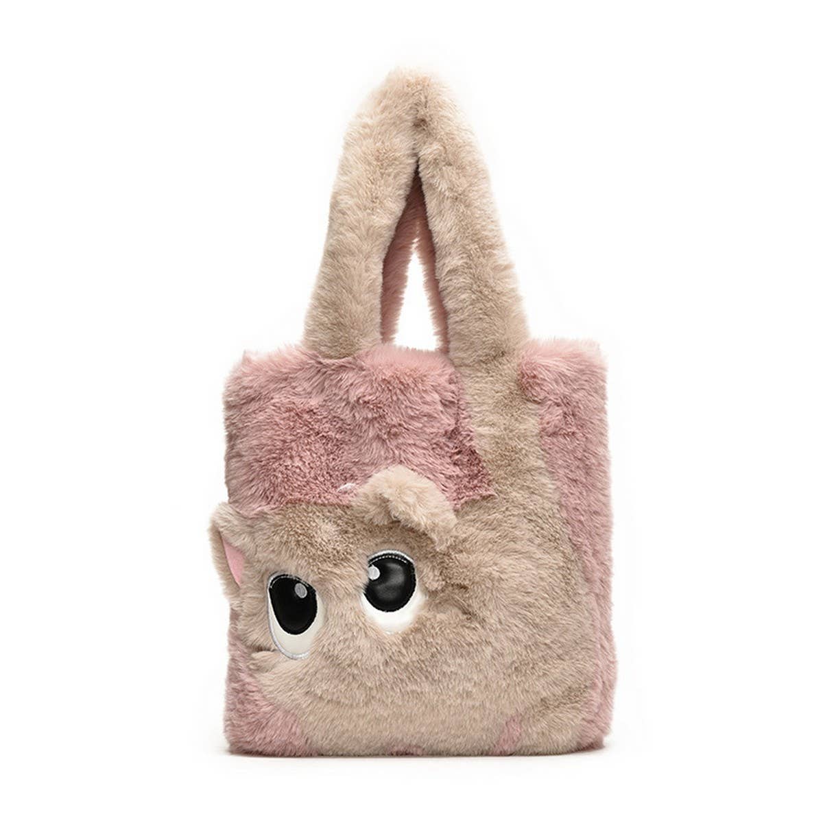 WINTER CAT CARTOON PATCHWORK EMBROIDERY PLUSH BAG_CWAB3916