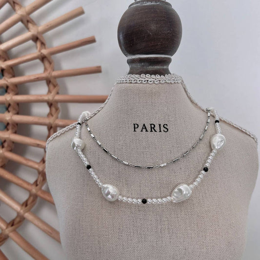 VERSATILE DOUBLE LAYER PEARL CHOKER NECKLACE